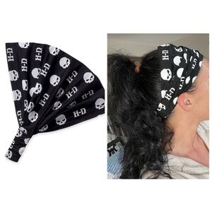 Harley-Davidson Black and White Skull Print Headband